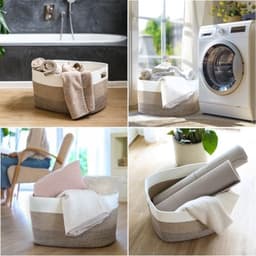 PromoHome Grote Vierkante Wasmand - Natuurlijke Katoen Opbergoplossing — thumbnail 3