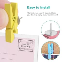 Push-Pinklips voor Muur en Kurk - 100 Stuks Duimtacks met Houten Klemmen — thumbnail 2