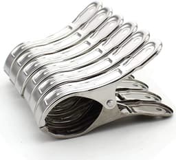 6 extra grote roestvrijstalen strandhanddoekclips - winddichte metalen wasknijpers voor ligbedden en zwembadstoelen - jumbo strandharingen voor handdoeken en lakens — thumbnail 4