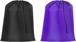 Ronte - Waszakken met Treksluiting - Set van 2 - 68 x 56 cm - Vuile Waszak met Handvat - Wasbare Wasmand voor Reizen, Kamperen en Outdoor - Paars/Zwart — thumbnail 1