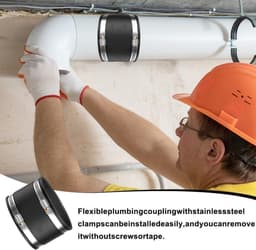 Flexibele rubberen buisconnector met Ø 125 mm - Geluidsdempend en roestvrijstalen klemmen - Voor buisventilatoren — thumbnail 5