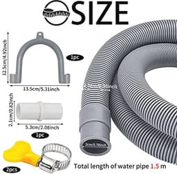 Afvoerslang voor Wasmachine en Vaatwasser - Verlengslang 1,5m tot 7m, Flexibele Waterslang met Klemmen en Beugel — thumbnail 4
