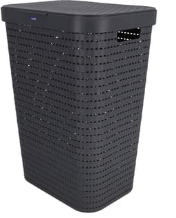 Rotho Country Wasmand 55L Antraciet met Deksel en Handvaten - Rotan Look - Kunststof - Ideaal voor Slaapkamer en Badkamer — thumbnail 4