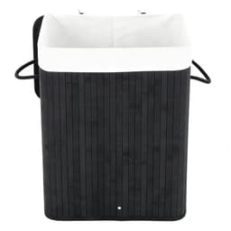 Wasmand 40 x 30 x 60 cm Zwart Vuile wasmand met handgrepen deksel en uitneembare voering Opvouwbaar en ruimtebesparend Maximaal draagvermogen 20 kg Stevige en duurzame constructie — thumbnail 1
