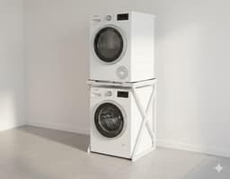 Wasmachine Kast - Wasmachine Verhoger- Metaal - Wit - Universeel Wasmachine en Droger Kast - Wasmachine Ombouw - Wasmachinerek - Wasmachine Sokkel- Robuust - Stabiel - Stevig - Anti Vibratie — thumbnail 1