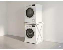 Wasmachine Kast - Wasmachine Verhoger- Metaal - Wit - Universeel Wasmachine en Droger Kast - Wasmachine Ombouw - Wasmachinerek - Wasmachine Sokkel- Robuust - Stabiel - Stevig - Anti Vibratie — afbeelding 1