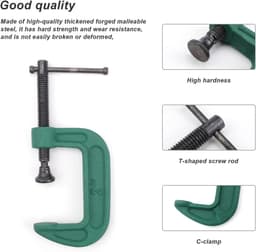 Cosensi - Mini-broeikas timmerman zware metalen C-klemmen - 2 stuks - verstelbaar - groen - klembereik 0-50 mm - slaapkas voor hout — thumbnail 5
