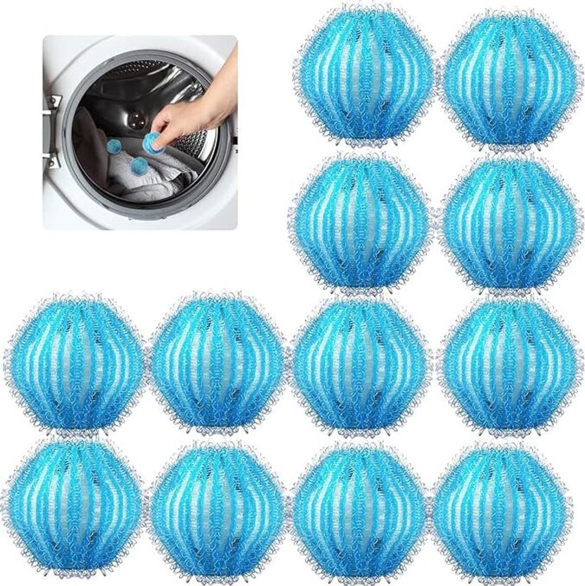 12-delige veilige wasmachine-reinigingsset voor huisdierenhaar, inclusief zeer efficiënte pluizenballen en pluizenverzamelaar, pluizenfilter en praktische accessoires voor wasverzorging - Wasmachine-accessoires — afbeelding 1