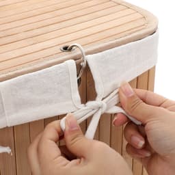 Wasmand 40 x 30 x 60 cm naturel Vuile wasmand met handgrepen deksel en uitneembare voering Opvouwbaar en ruimtebesparend Maximaal draagvermogen 20 kg Stevige en duurzame constructie — thumbnail 4