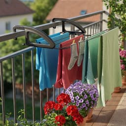 Tomado - Droogrek Hangend Bries - 6 meter drooglengte - Ophangen aan radiator, deur, douchewand of balkon - Verstelbare ophanghaken - Zwart — thumbnail 3