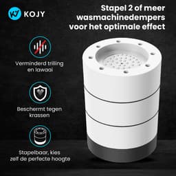 KOJY Wasmachine Trillingsdempers - Verhoger - 8 Stuks - Stapelbaar - Zwart/Wit - voor Wasmachine en Wasdroger — thumbnail 4