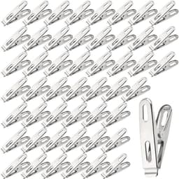 Wasknijpers Sterk - Kledingklemmen Metaal - Kleding Drogen - Winddicht Zware Kleding - 50 stuks - Zilver — thumbnail 1