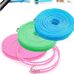 Allecta - Nylon Waslijn Set voor Binnen- en Buitengebruik met 3 Stuks en 5 Meter Lengte - Blauw, Groen, Roze. — thumbnail 1