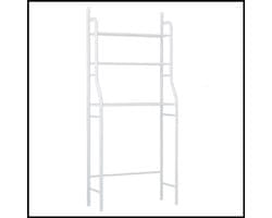 Wasmachine rek 68x25x155 cm – badkameropberger – multifunctionele 3-laagse opslag – perforatievrij – huishoudelijk rek – wit – stabiel en ruimtebesparend