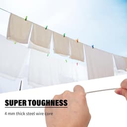 Waslijn met stalen kern - Scheurvaste lijn - Kleding drogen - Extra sterk draagvermogen - 20 meter - Goud — thumbnail 5