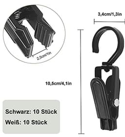 Draaibare wasknijpers in zwart en wit - 20 stuks voor kleding, gordijnen en hoeden — thumbnail 4