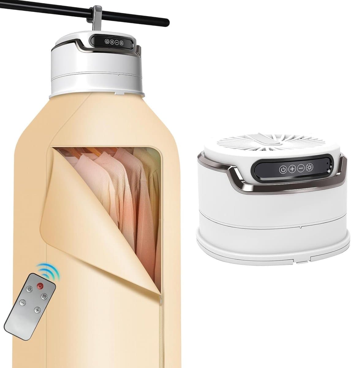 Draagbare Wasdroger – Droger - Mini Elektrische Opvouwbare Droogmachine Met Afstandsbediening En Droogtas – 360° Hetelucht Drogen - Aanraakgevoelige aanpassing - Met uv-sterilisatie - Voor Reizen Camper Appartement En Huis - Wit — afbeelding 1