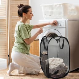 Opvouwbare Wasmand - Grote opvouwbare wasmand - Grote Capaciteit Vieze Kleding Opberging - Opbergmand voor vuile was - Geschikt voor Wassen, Badkamer, Kinderkamer, Studentenkamer of Reizen - 36×36×58cm - Zwart — thumbnail 3