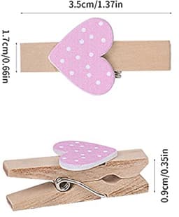 Houten foto-display-clips 50 stuks gekleurd - Mini knutselclips met jute touw voor muurdecoratie — thumbnail 3