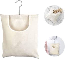 Canvas wasknijpertas, wasknijpertashouder, wasknijpertas organizer met haak, draagbare hangende opbergtas voor thuis, balkon en reizen - 1stuk(beige) — thumbnail 1