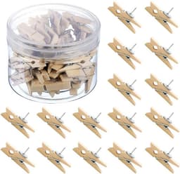 50 Stuks Houten Push Pin Clips voor Notities en Foto's - Ideaal voor Kurkbord en Muurdecoratie — thumbnail 1