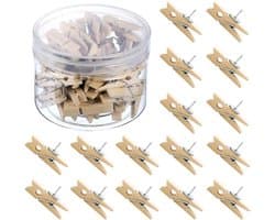 50 Stuks Houten Push Pin Clips voor Notities en Foto's - Ideaal voor Kurkbord en Muurdecoratie