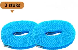 2-delige waslijn voor buiten - Geen boren nodig - Vaste gesp voor winddichtheid en antislip - Ideaal voor het drogen van kleding en dekens - 5 m - Blauw — thumbnail 1