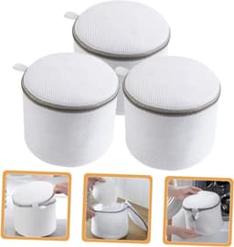 Waszakken - 3 Stuks - Wasnetten - Polyester - Bescherm je Wasgoed en Wasmachine - Netwaszakken - Waszakjes met Rits - Wasnetje - Wassorteerder - Verpakkingskubussen - Reisorganisator - Geschikt voor intiem ondergoed - 15*17cm - Grijs/Wit — thumbnail 4