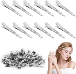 100 Stuks Zilveren Haarspelden Voor Dames, Metalen Alligator Clips 5,5 cm — thumbnail 1