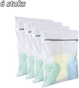 6 stuks - Waszakken - Set waszakken van gaas - Geschikt voor het wassen van delicate kledingstukken, ondergoed, sokken en opslag tijdens het reizen - Middelgroot formaat 40*50 cm - Wit — thumbnail 1