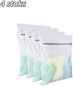 4 stuks - Waszakken - Set waszakken van gaas - Geschikt voor het wassen van delicate kledingstukken, ondergoed, sokken en opslag tijdens het reizen - Groot formaat: 60 x 60 cm - Wit — thumbnail 1