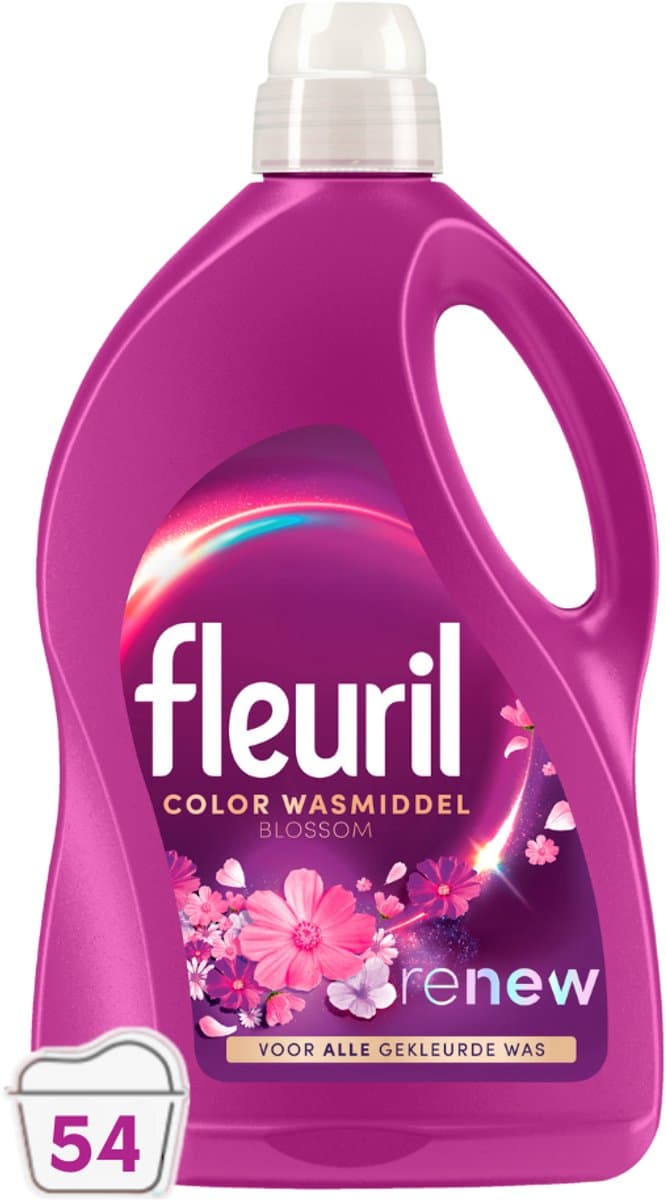 Fleuril Color Blossom - Vloeibaar Wasmiddel - Gekleurde Was - Intense Geurbeleving – 54 Wasbeurten - Grootverpakking — afbeelding 1