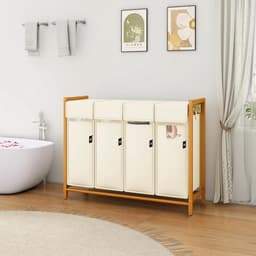 Wasmand 4 Vakken - Was Sorteren - Wasmand Op Wielen - Was Organizer - Wasverzamelaar - Wasgoed Scheiden - Opvouwbaar - Waskamer Accessoire — thumbnail 3