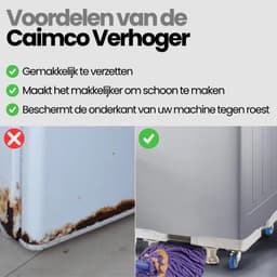 Caimco Wasmachine Verhoger met Wielen - Verstelbaar Opbouwmeubel & Wasmachine Sokkel - Draagkracht 300KG - Anti-Tril & Geluiddempend Onderstel - Geschikt voor Wasmachine, Droger, Koelkast & Vaatwasser — thumbnail 3
