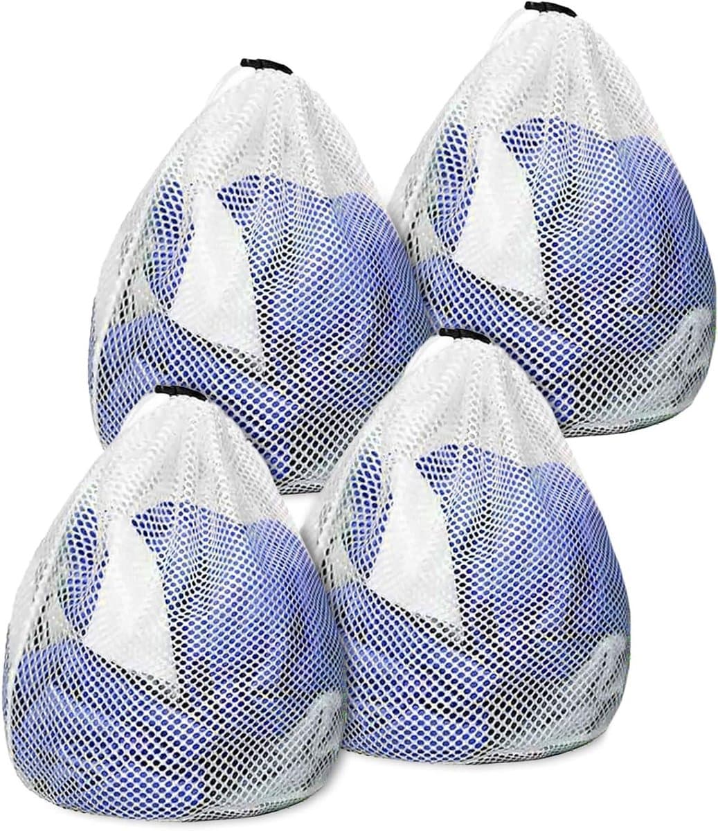 Allecta - Set van 4 waszakken 30 x 40 cm - Koordgazen waszak voor wasmachine - Wasgoed opbergen - BH sokken babykleding ondergoed - Duurzame wasmachinezak in wit — afbeelding 1