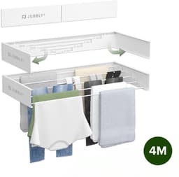 Jubbly® - Wanddroogrek 80cm - Wasrek Inklapbaar - Wasrek Hangend - Droogrek - Inklapbaar Droogrek - Droogrek Muur - 4 Meter Drooglengte - Wit — thumbnail 1
