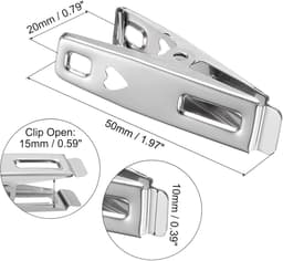 Allecta - Set van 40 roestvrijstalen wasknijpers voor kledingopberging - Multifunctioneel - 50 mm - Zilverkleurig — thumbnail 5