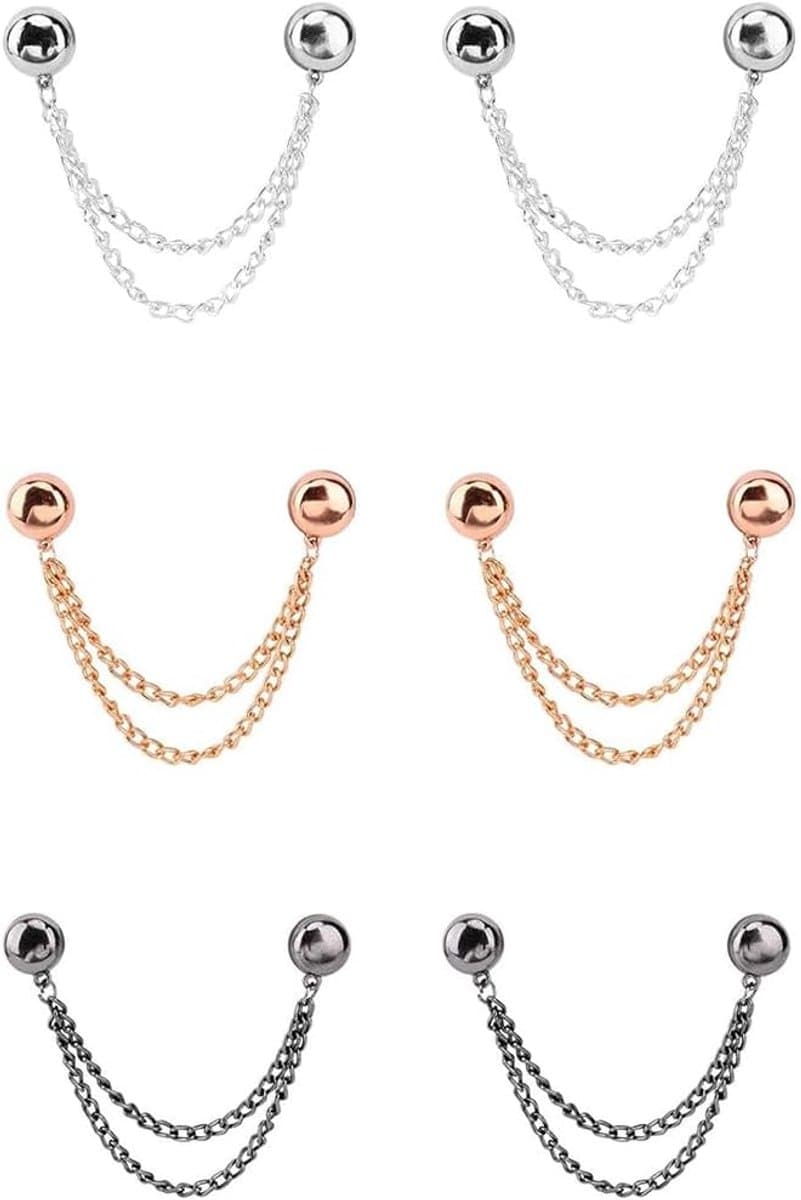 Broekklem - broekclip - broek clip - broek klem - Kleding Clip - 6 stuks - broekspijp clip - broekspijp verkorter - Bevestigingsclip voor broekspijp - Magnetisch - wasknijpers - Antislip Vaste Gesp - Roségoud + zilver + pistoolzwart — afbeelding 1