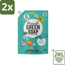 Marcel's Green Soap - Vloeibaar Wasmiddel - Kleur - Navulling - Perzik & Jasmijn - Effectief & natuurlijk - 23 Wasbeurten - 1 liter - Voordeelverpakking - 2 stuks - Wasmiddel navul - Ecologisch wasmiddel — thumbnail 1