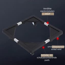 1 stuk - Wasmachine onderstel - Verplaatsbare trommel wasmachine onderstel - In hoogte verstelbare beugel voetkussen opbergrek - Telescopische maat 40-60 cm - Zwart — thumbnail 5