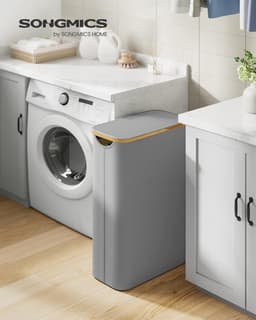 SONGMICS Wasmand met deksel, 60 liter, Grijs，LCB506G01 — thumbnail 5
