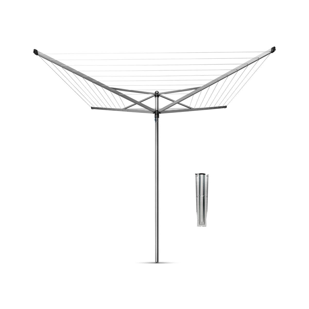 Brabantia Topspinner Droogmolen - met Metalen Grondanker - 50 m - Metallic Grey — afbeelding 1