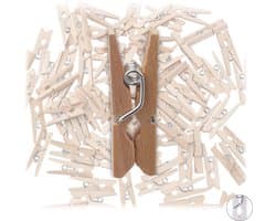 Mini Wasknijpers Hout – 2,5 cm – Foto wasknijpers – Kaart Wasknijpers - Set van 100 stuks