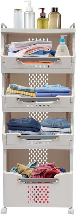 RWB® Wasmand 4 Vakken - Wasmand Vier Vakken - Wasmand - Wit - 111 x 42 x 111 cm — thumbnail 2