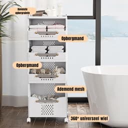 RWB® Wasmand 4 Vakken - Wasmand Vier Vakken - Wasmand - Wit - 111 x 42 x 111 cm — thumbnail 4
