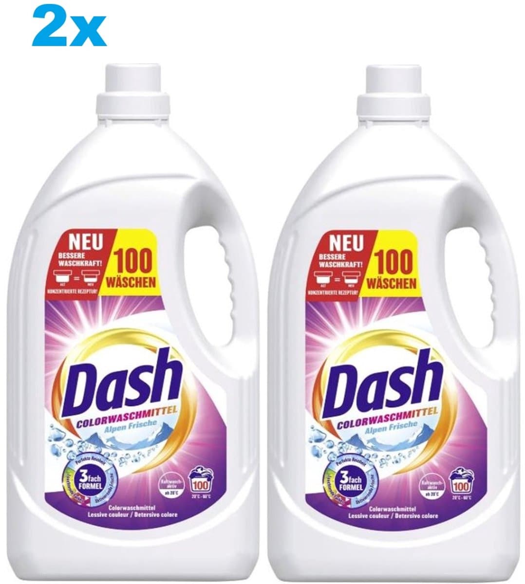 2x Dash Color Fresh Vloeibaar Wasmiddel - Gekleurde Was - 2x 4,5 L - 2x 100 Wasbeurten - Vloeibare, krachtige reiniging - Beschermt tegen vergrijzing - Voorkomt kleuroverdracht - 2 stuks — afbeelding 1