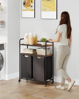 Wasmand met 2 vakken en planken, uittrekbare sorteerzakken — thumbnail 2