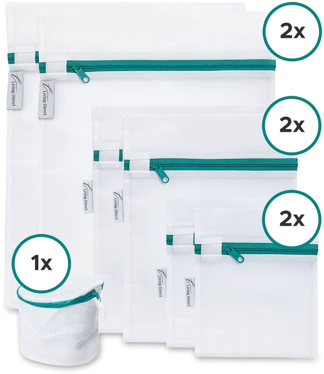 Living Direct Waszak set 7 stuks Waszakjes met Rits - Waszakken voor Wasgoed met Waszak Groot en Waszakjes - Wasnetjes met Rits, geschikt voor Lingerie en BH - Laundry Bag - Wasnetten — afbeelding 1