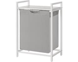VASAGLE - Wasmand - Wasmand met Opbergvak - Wassen Zak - Stevig Oxford Weefsel en Metalen Frame