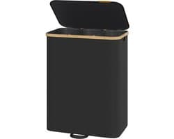 SONGMICS - Wasmand - Wasmand met Deksel - 3 Vakken - Uitneembare Waszak - 170 Liter Capaciteit
